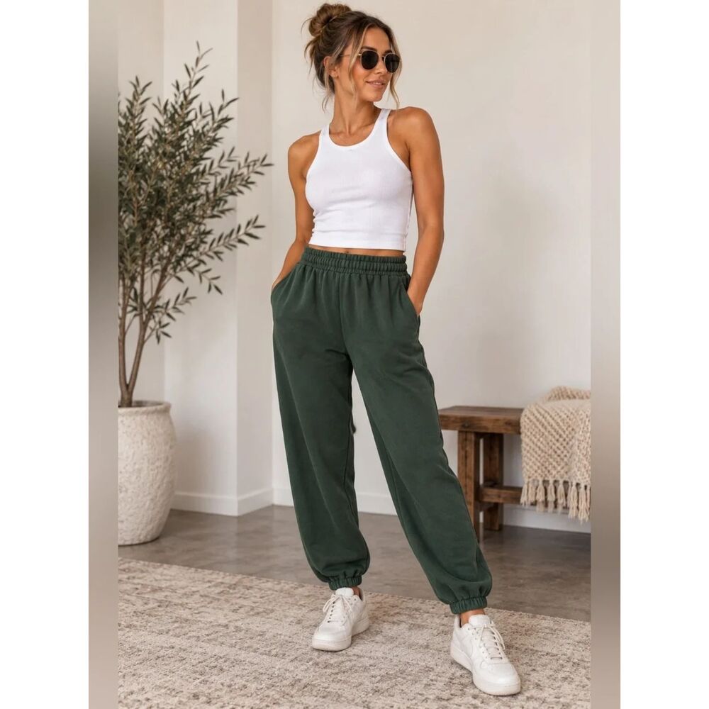 Brandy Melville John Galt green cotton blend joggers fit like medium women's